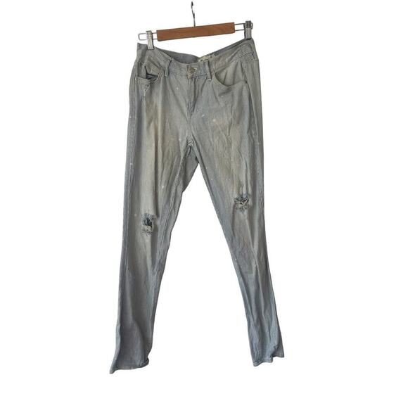 Madewell Boyfriend Light Wash Stripe Distressed Paint Splatter Jeans • Size 26 - Picture 2 of 6